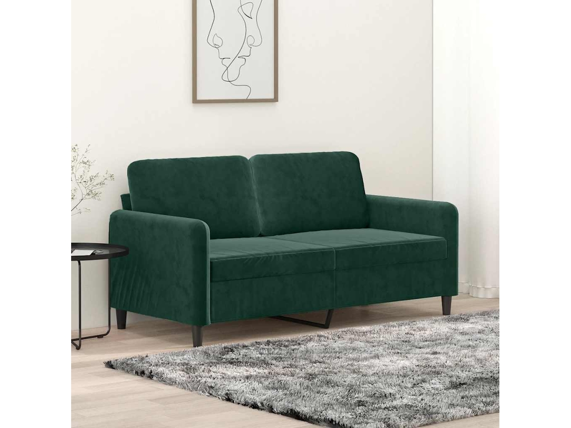 Vidaxl Sofá De 2 Lugares 140 Cm Veludo Verde-escuro