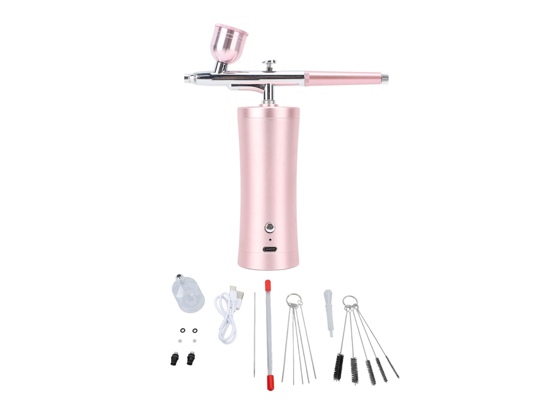 Kit De Aerógrafo Eléctrico Sem Fio 30psi Carregável Usb Para Maquiagem, Unhas, Tatuagens E Modelos Cor Rosa
