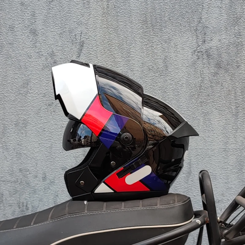 (m) Capacete Flip Para Motocicleta Com Certificação Dot Mais Recente E Viseira Integrada.