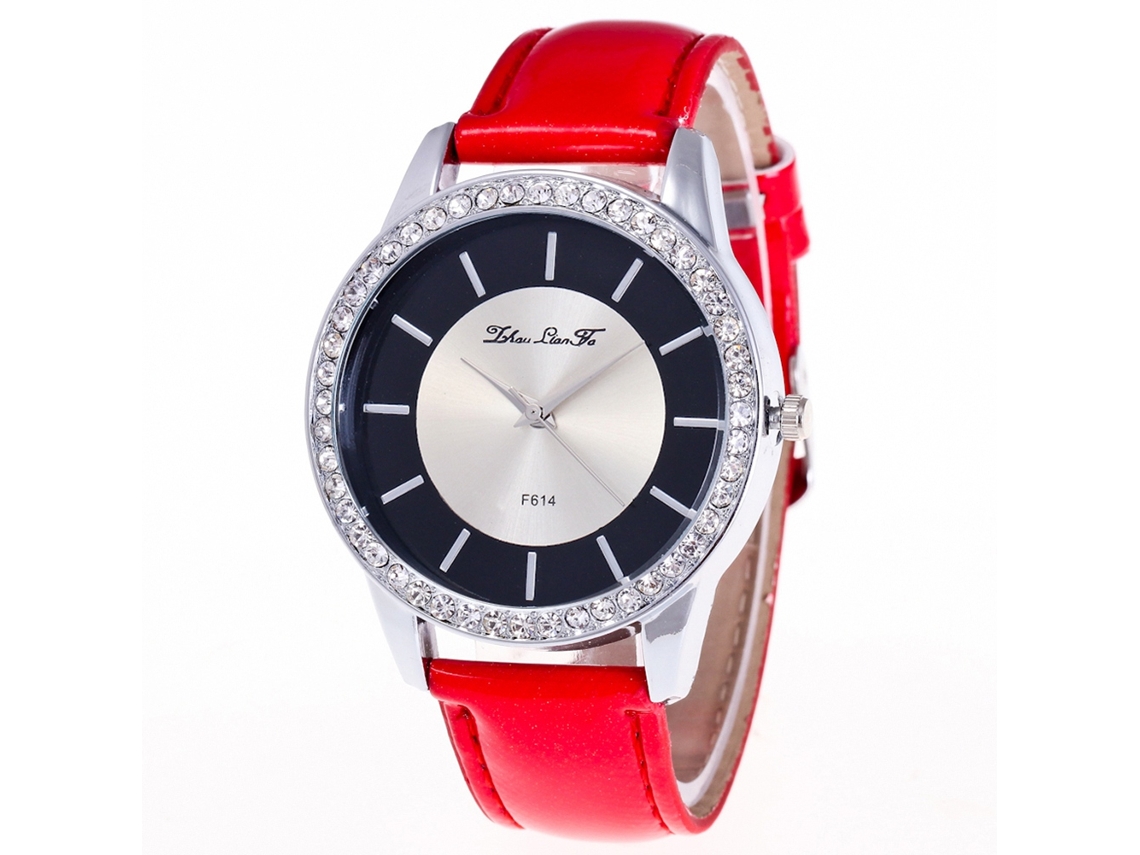 Reloj De Cuarzo Con Correa De Cuero Estilo Simple Y Moderno Para Estudiantes (rojo)