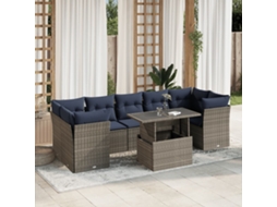 Vidaxl Conjunto De Sofá De Jardim Com 8 Peças E Almofadas Em Rattan Sintético Cinza