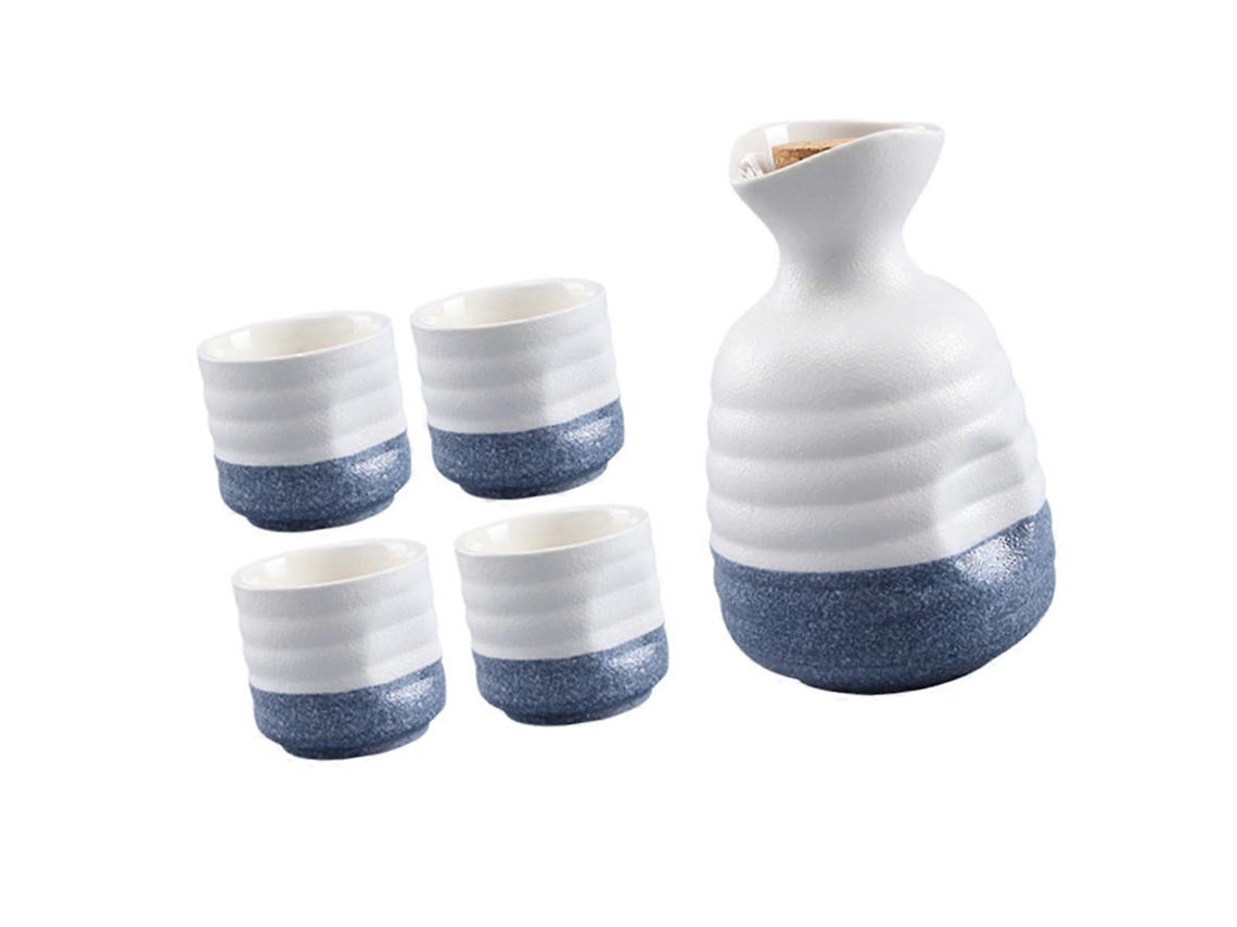 Conjunto De Saquê Japonês Com Xícaras E Garrafa De Porcelana, Elegante Acabamento Esmaltado Para Festas.