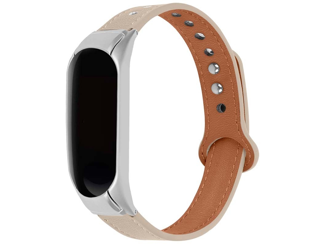 Pulseira Xiaomi Mi Smart Band 6 / Mi Band 5 / Amazfit Band 5 Couro Clipe Cáqui Oem