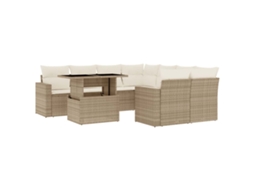 Conjunto de 9 Sofás para Jardim com Almofadões Vime Pe Bege MAISON EXCLUSIVE (90x200 cm)