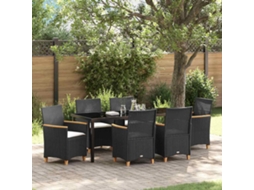 Vidaxl Conjunto de Jantar para Jardim 7 Pcs Preto Vime Pe