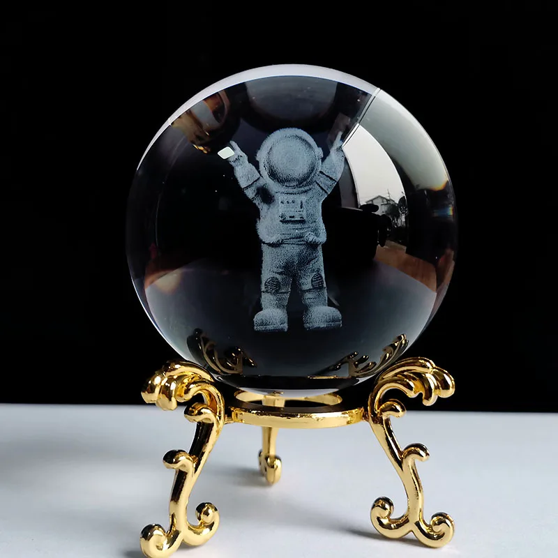 Bola de Cristal 60mm Esfera de Vidro Esculpida em 3d Peso de Papel com Base MDUG (estilo 6 60mm)