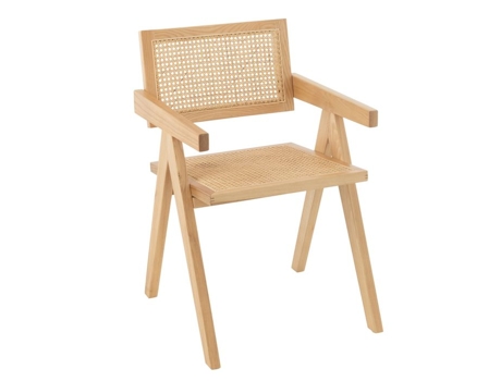 Cadeira De Design Em Madeira E Ratan Natural 59x52x80 Cm Jline
