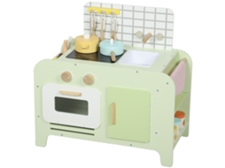 Conjunto De Cozinha De Brinquedo De Madeira Para Crianças A Partir De 3 Anos Com 15 Acessórios, Verde.