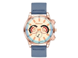 Reloj De Pulsera Hombre De Negocio Casual De Cuero Pu Moda Oro Rosa+azul