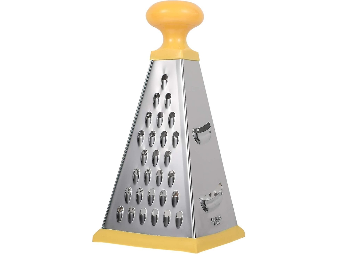 Rallador Multifuncional de Acero Inoxidable para Queso, Verduras Y Jengibre Con Mango de Silicona Antideslizante Amarillo 10.8x23cm
