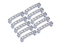 10 Puxadores De Gaveta Quadrado De Cristal Para Armário Ou Porta De Armário Com Parafusos 64mm