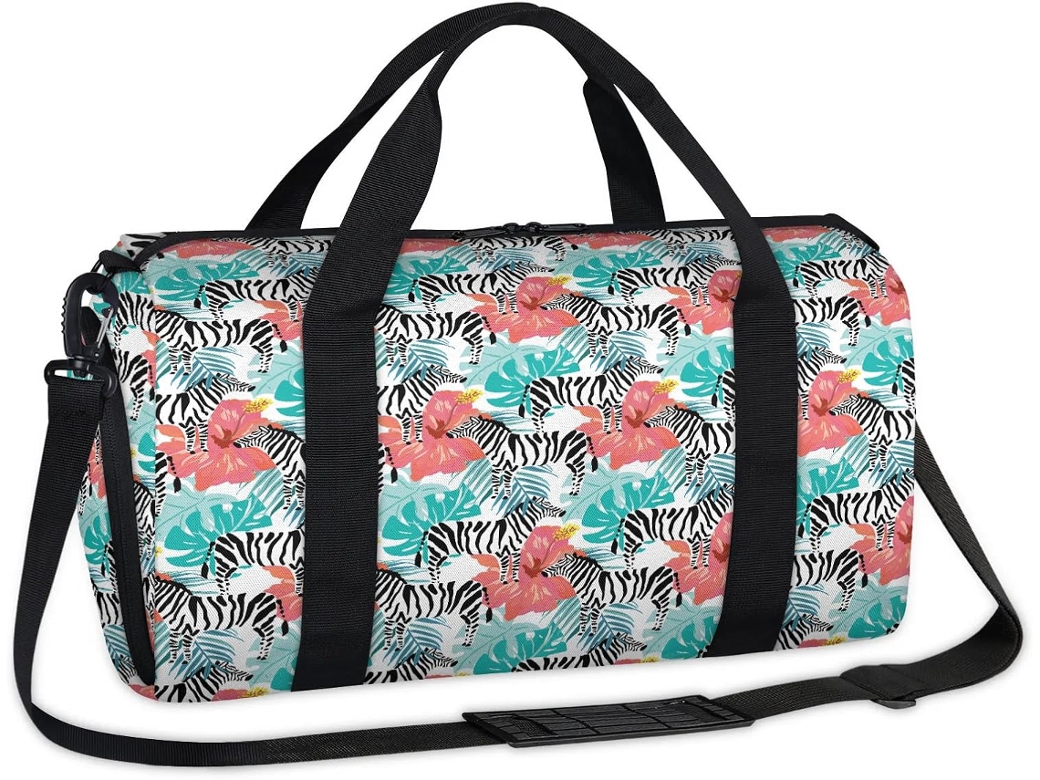 Bolsa Esportiva Zebra Hibiscus POLÍESTER 45x21x23 cm DESIGN DU