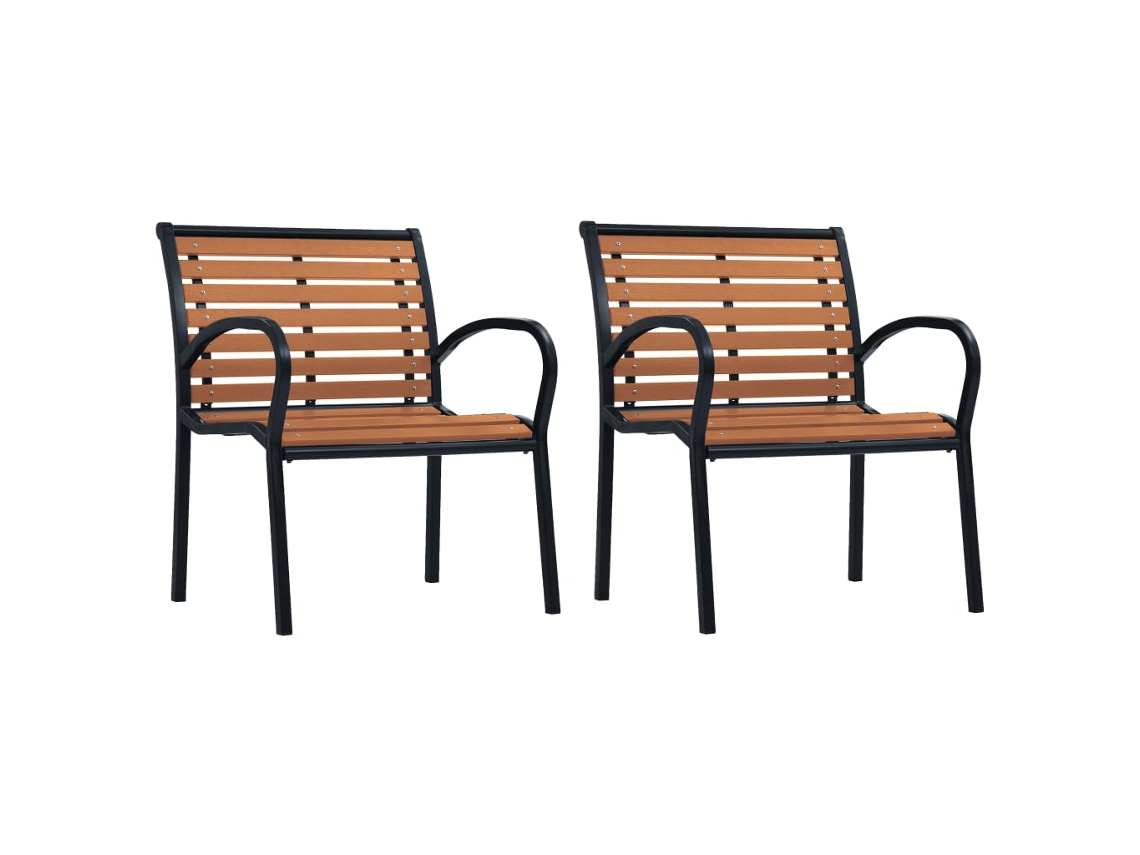 Vidaxl Cadeiras De Jardim 2 Pcs Aço E Wpc Preto E Castanho