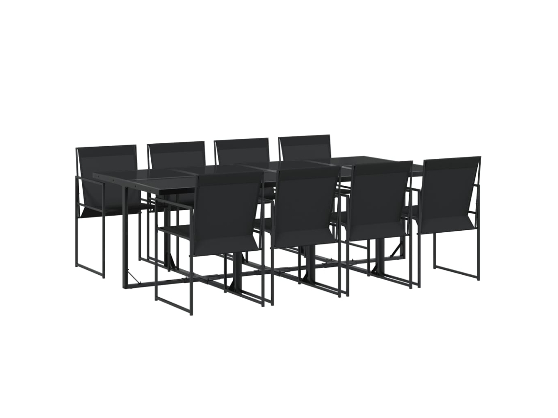 9 Pcs Conjunto de Jantar para Jardim Textilene Preto MAISON EXCLUSIVE