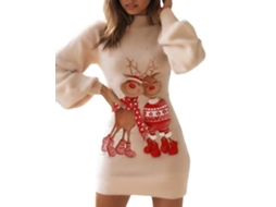 Roupas de Natal Slim Fit Que Abraçam O Quadril Vestido de Manga Lanterna L