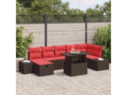 Vidaxl Conjunto De Sofá De Jardim 8 Unid. Castanho Vime Pe