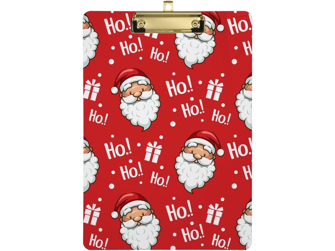 Prancheta Infantil de Acrílico com Estampa da Cabeça do Papai Noel 31,8 X 22,9 0,3 Cm Durável Resistente
