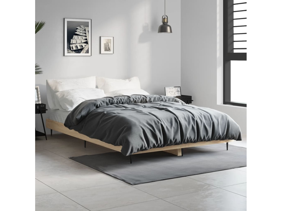 Estrutura Cama S/ Colchão Derivados De Madeira Carvalho Sonoma