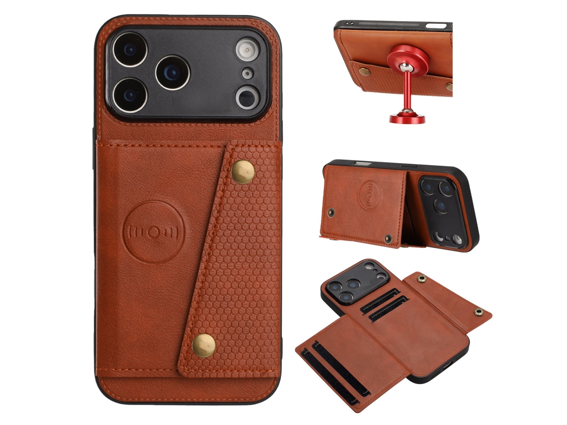Capa Multifuncional Para Iphone 17 Pro Com Compartimento Para Cartão E Função De Suporte.