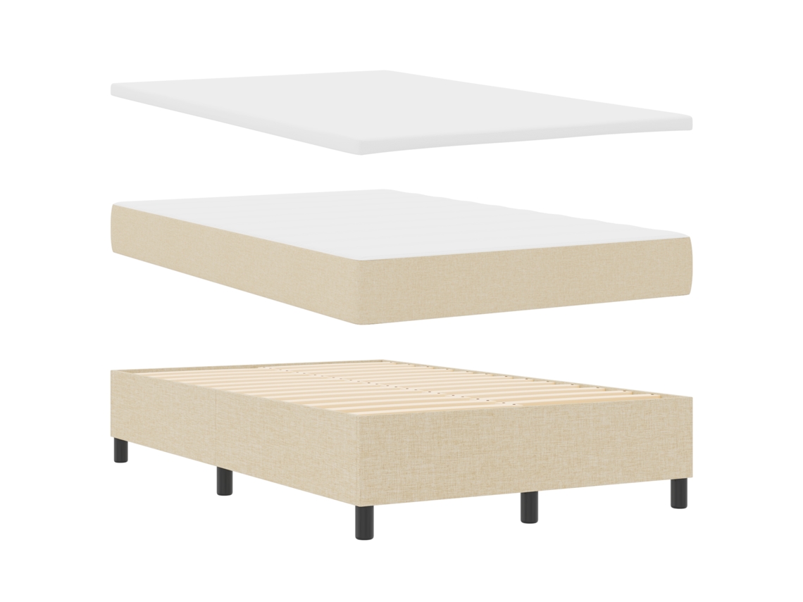 Conjunto 1 Cama Box Vidaxl Creme Tecido (120 X 200 Cm)