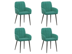 Conjunto 4 Cadeiras De Jantar Vidaxl Azul-turquesa Veludo (57 X 50 X 85 Cm)