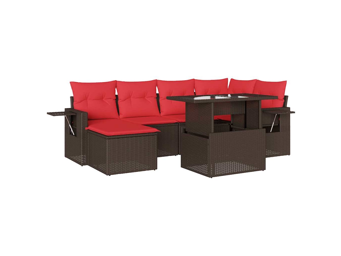 Conjunto de Sofá de Jardim, 7 Peças, Almofadas, Rattan Preto MAISON EXCLUSIVE