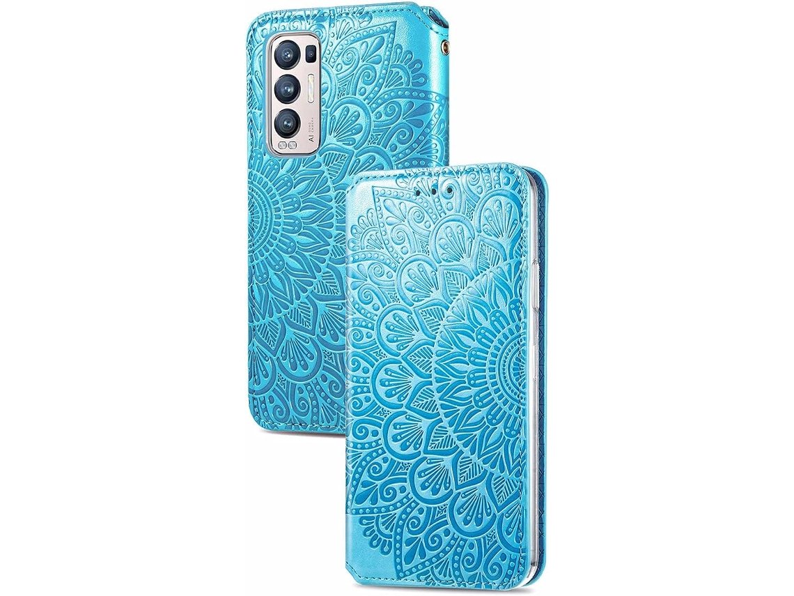 Capa Fólio Padrão Relevo Protetora para Oppo Oppo Find X3 Neo HONGWE. Pele Sintética Premium Multicor