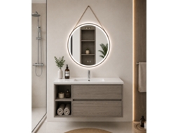 Móvel De Casa De Banho Com Lavatório Origenbath Zeus Sem Espelho 100x45 Cm Esquerda Carvalho Smoky