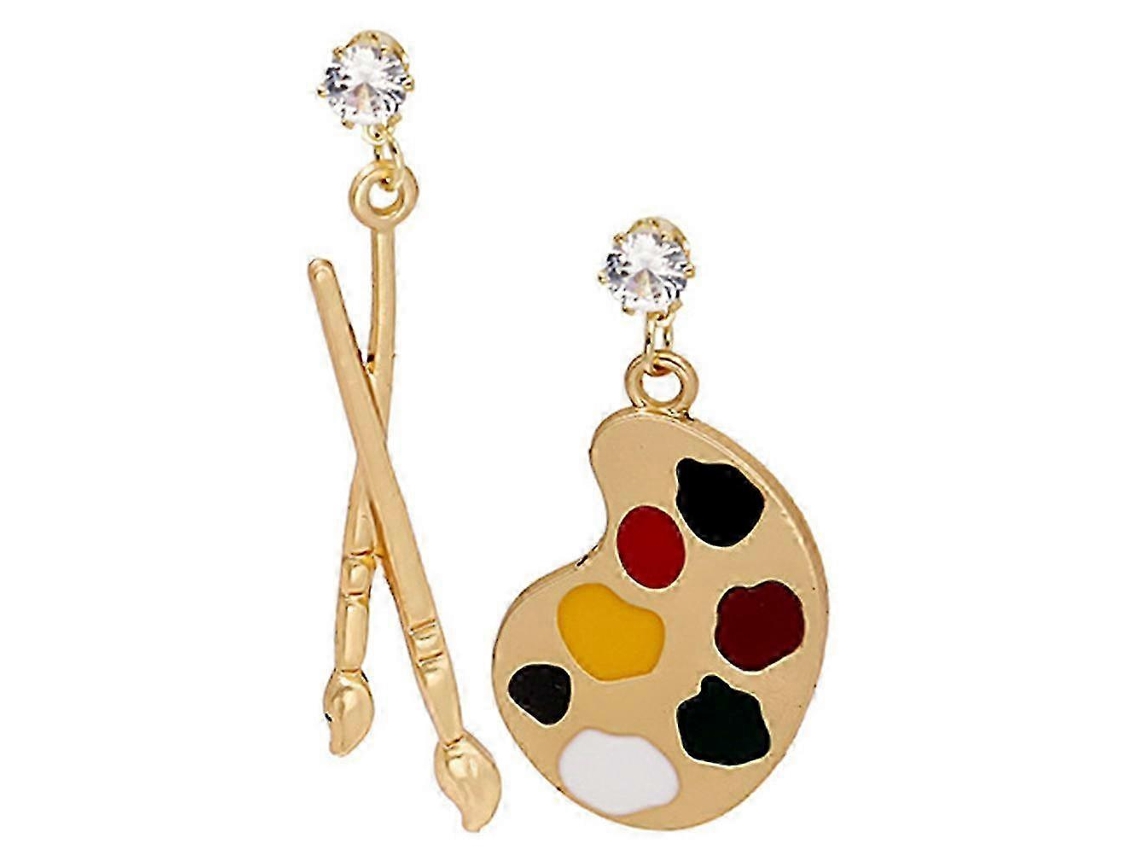 Par De Brincos De Mulher Paleta De Pintor Pincel Dangle Engraçados