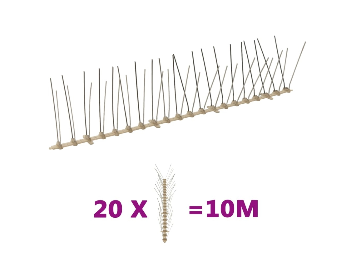 Vidaxl Conjunto 20 Picos Para Pássaros E Pombos 4 Filas 10 M Plástico
