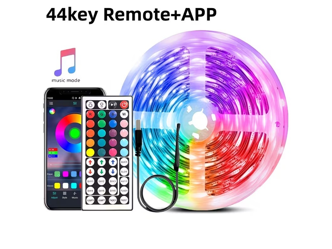 Fita Led Usb 5v Adesiva Com App E Controlo Remoto 44 Teclas - 3m - Eifson