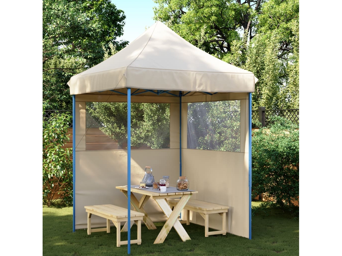 Vidaxl Tenda Para Festas Pop-up Dobrável Com 2 Paredes Laterais Bege
