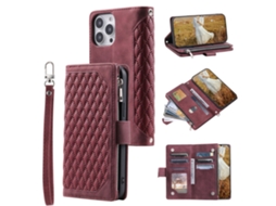 Capa Queda Pega Para Iphone 15 Pro Pele Sintética Vermelho