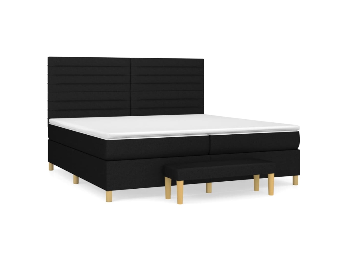 Cama com Molas/colchão 200x200 Cm Tecido Preto MAISON EXCLUSIVE