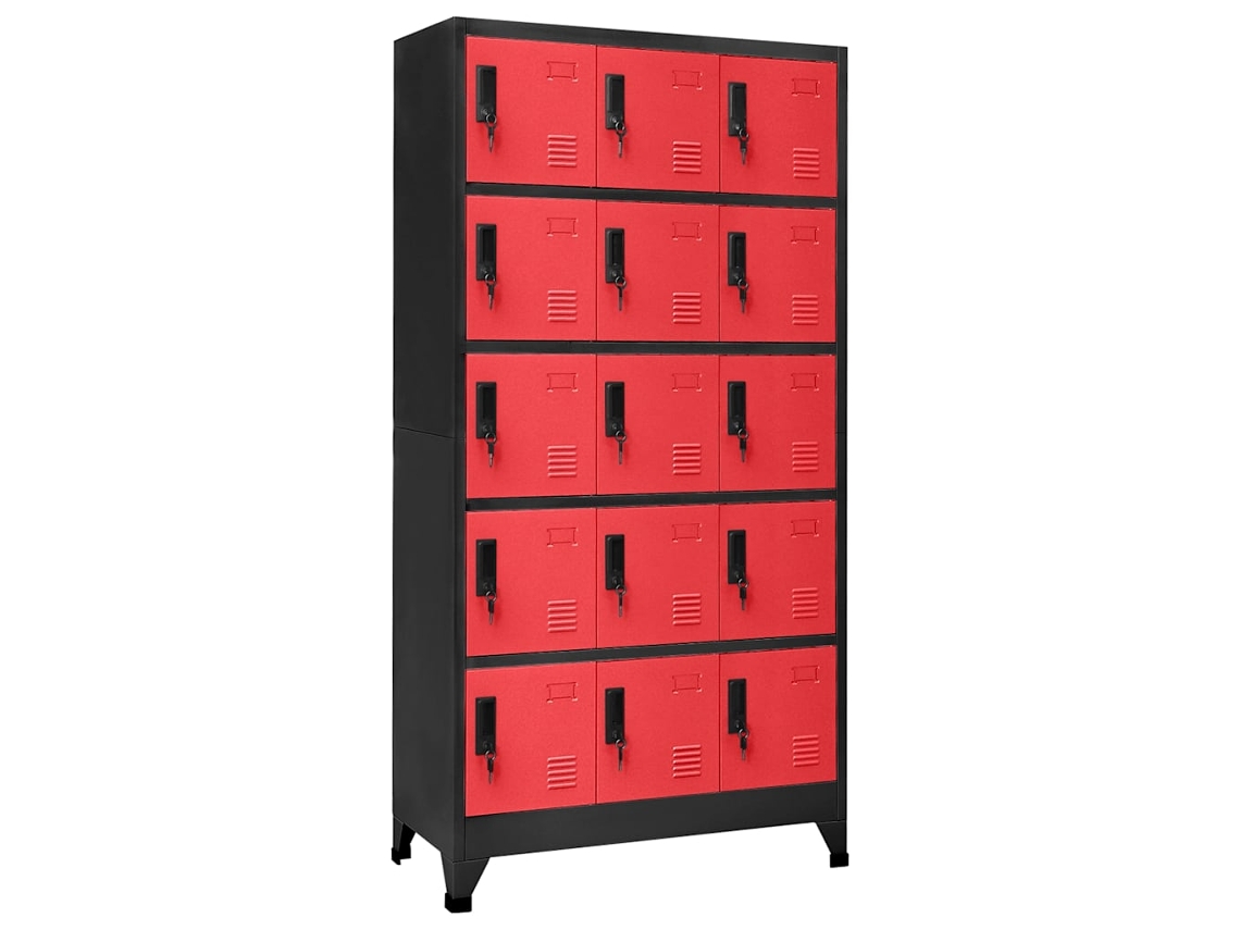 Vidaxl Cacifo 90x40x180 Cm Aço Antracite E Vermelho