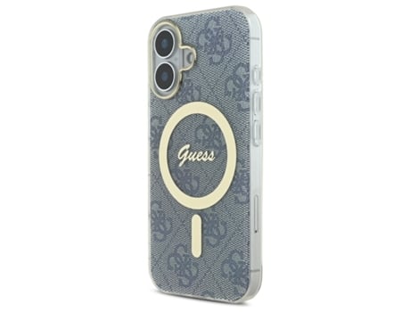 Capa para iPhone 16 GUESS Pele Sintética Rígida Azul
