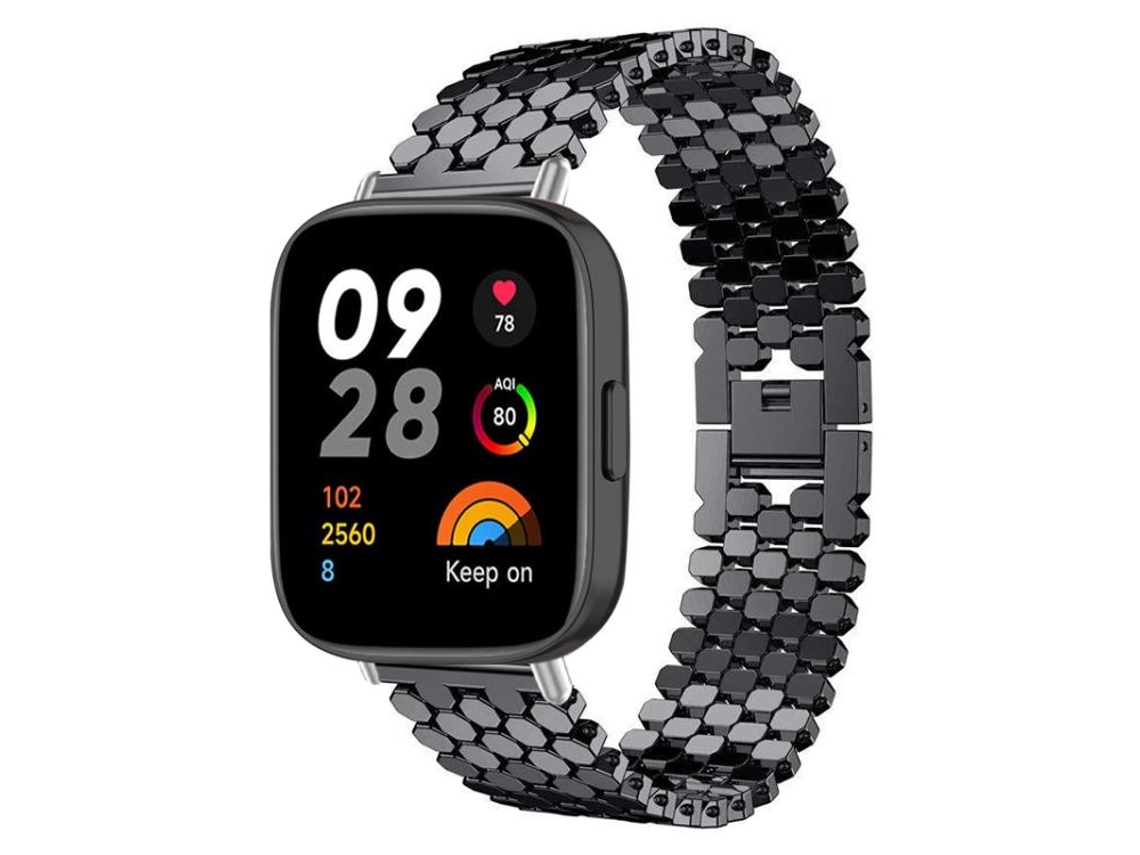 Bracelete para Redmi Watch 3 XIAOMOYU em Metal com Textura de Escamas de Peixe Preta