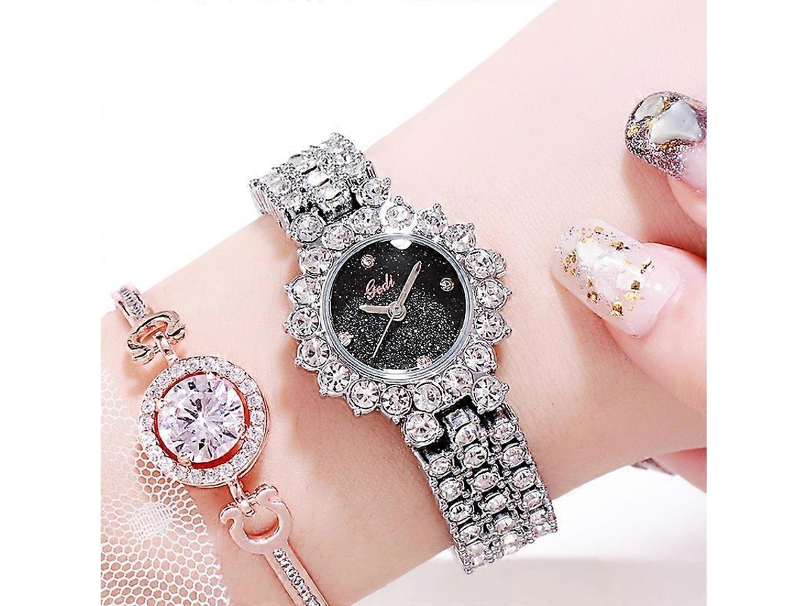 Relógio Feminino Gedi 52004 Com Pulseira De Diamantes E Mecanismo De Quartzo.