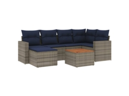 Conjunto de Sofá de Jardim, 7 Peças, Almofadas, Rattan Cinza MAISON EXCLUSIVE
