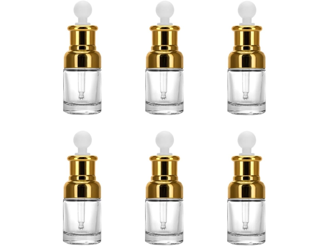 Frascos Conta-gotas De Vidro De 30 Ml, Pacote Com 6 Unidades, Dispensador Compacto E Prático.