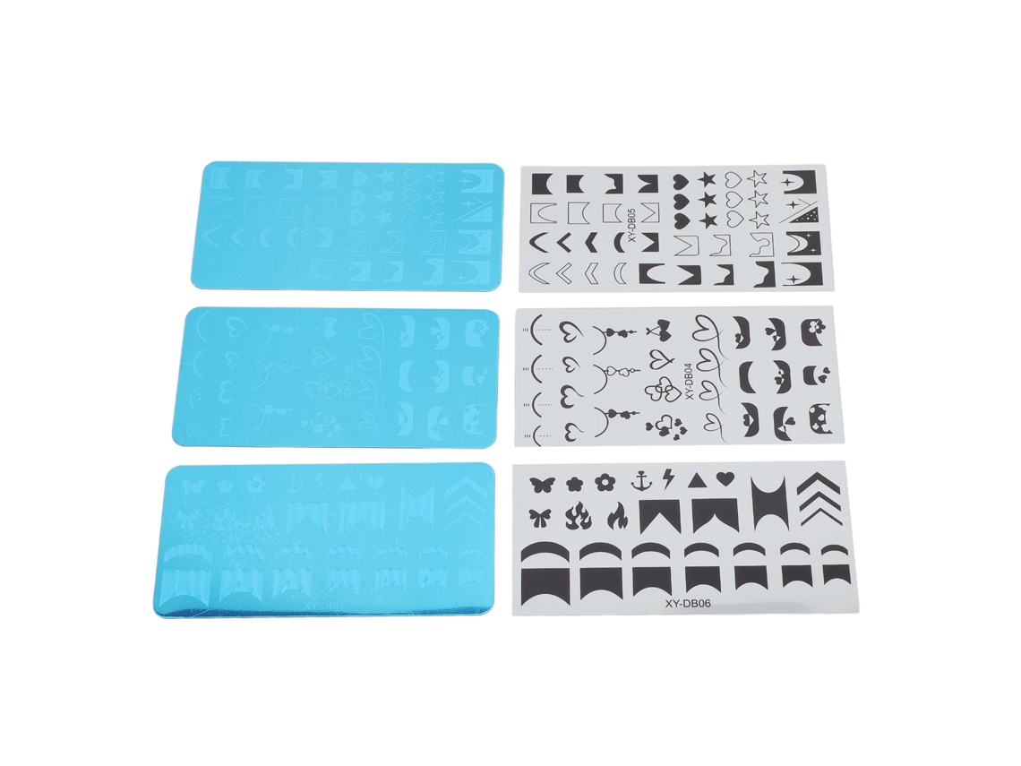 3 Pratos De Estampagem Para Arte De Unhas Em Aço Inoxidável Com Filme Azul Protetor E Padrões Variados