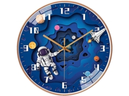 Relógio de Parede Infantil 8 Polegadas com Movimento Silencioso, Design Espacial para Quartos de Crianças