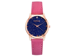 Relógio de Pulso Feminino de Quartzo com Mostrador Céu Estrelado e Cinto Pu Rosa Choque
