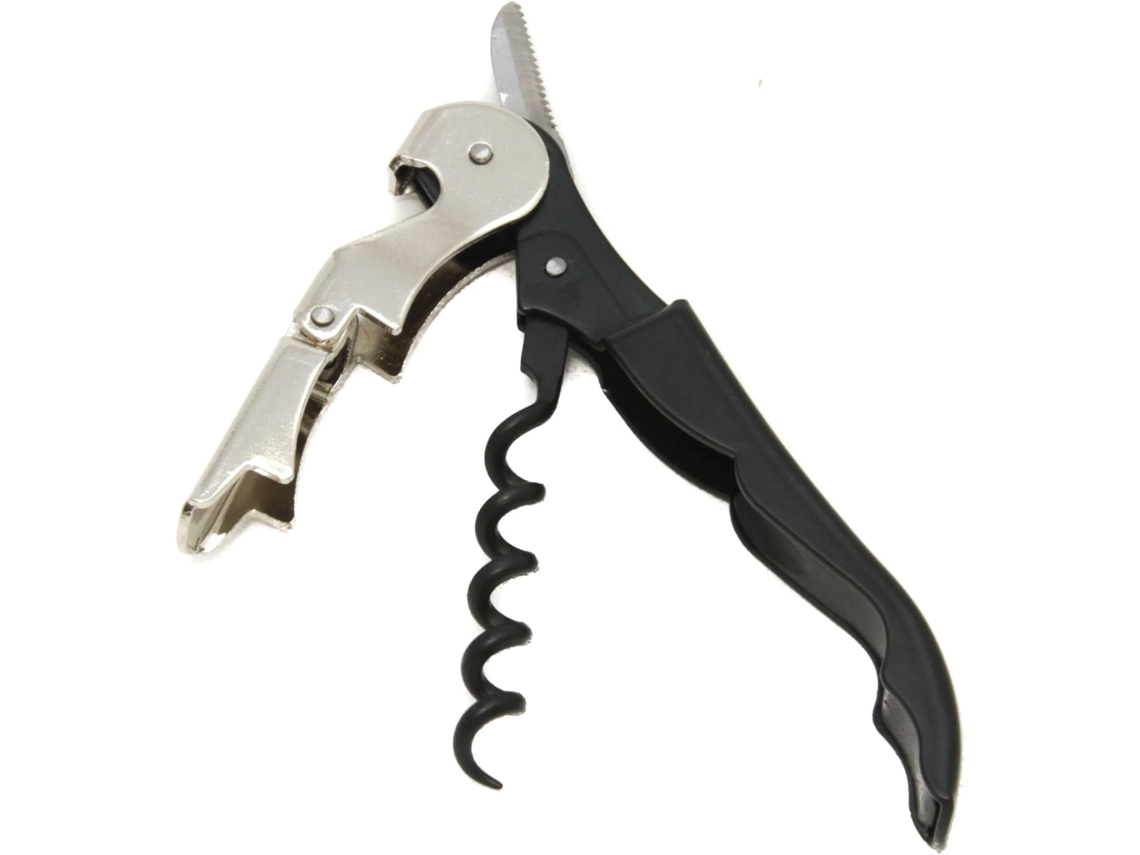 Saca-rolhas Com Cortador De Lacre E Abridor De Garrafas, 12,7 Cm De Comprimento, Aço Inoxidável/preto