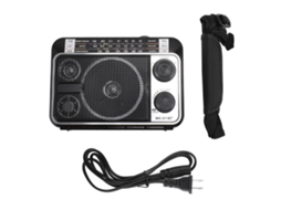 Rádio Portátil De Onda Curtas Fm Am Sw Bluetooth 5.0 Multibanda Com Antena Telescópica Preto Plug Us 110v