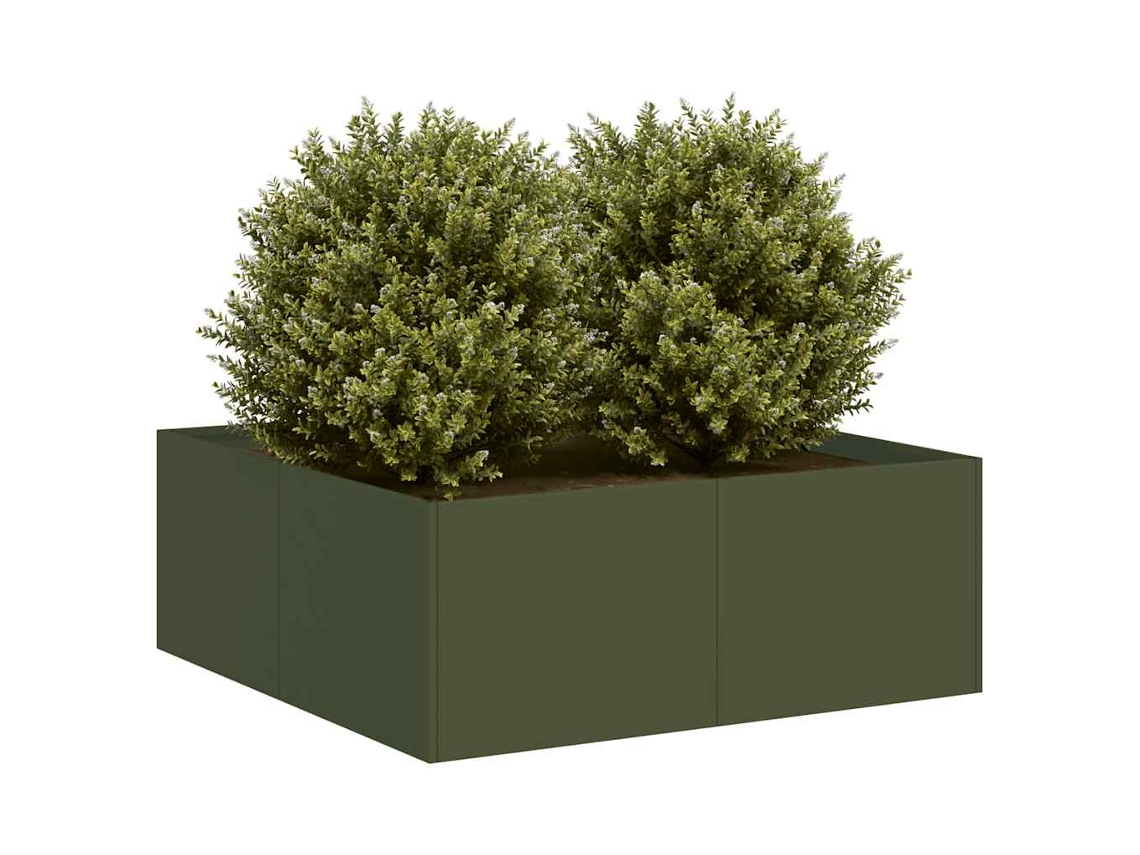 Vidaxl Vaso/floreira 80x80x30 Cm Aço Verde Azeitona