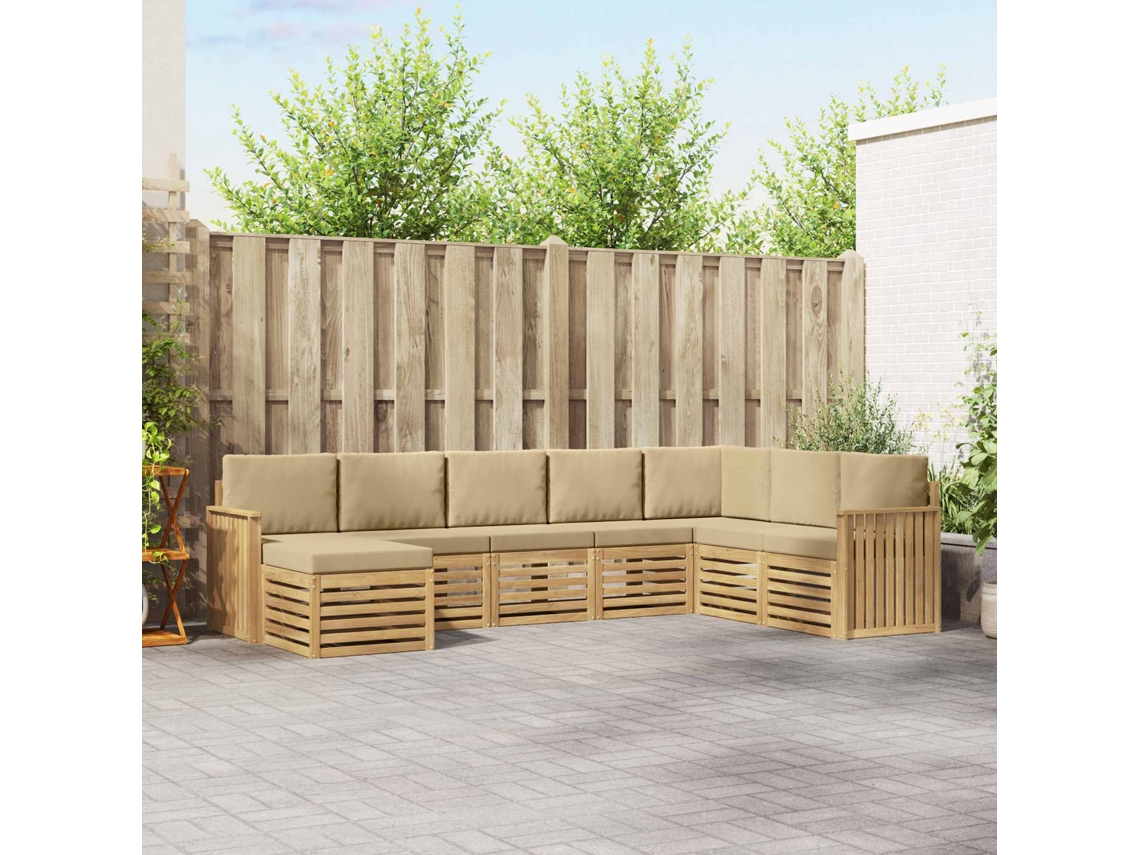 Vidaxl Conjunto De Sofás Para Exterior 8 Pcs Branco E Bege