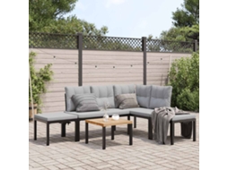 Vidaxl 5 Pcs Sofás De Jardim Com Almofadões Aço Revestido A Pó Preto