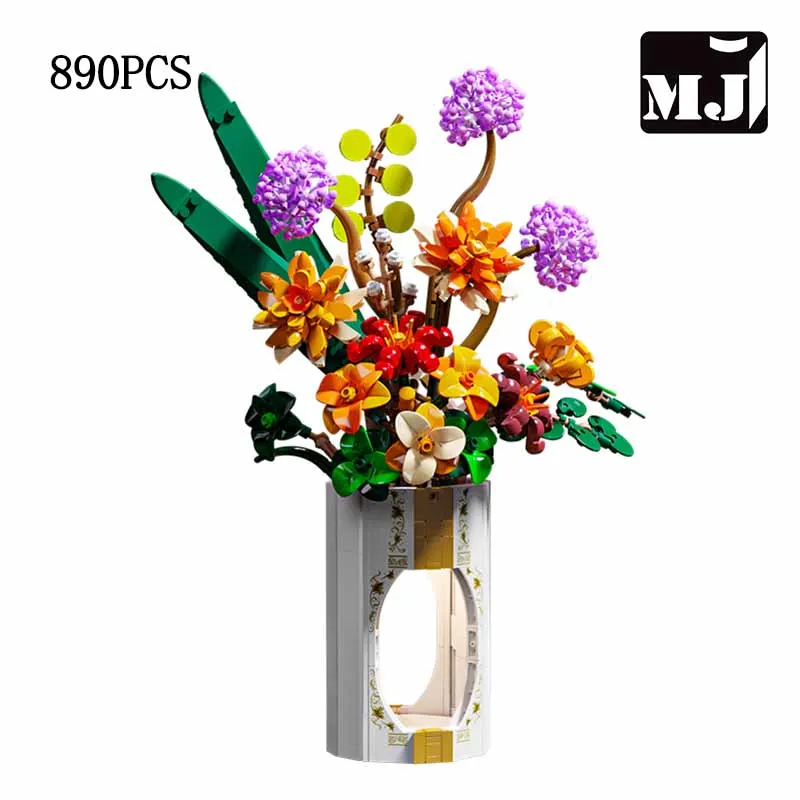 890 Buquê De Rosas Decoração De Casa Modelo Criativo De Blocos De Construção Moc