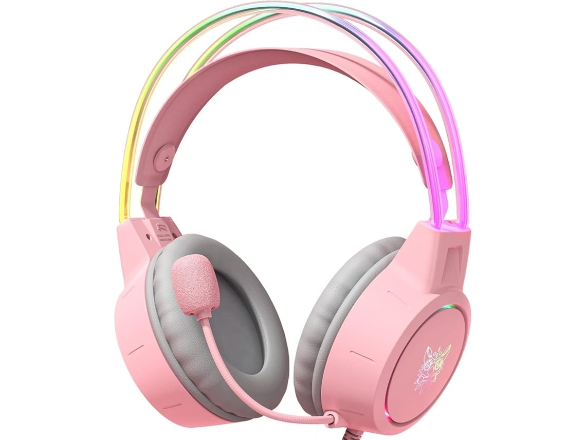 Fone de Ouvido para Jogos com Fio para Pc / Ps4 / Ps5 / Xbox / Switch com Som Surround Virtual e Microfone com Cancelamento de Ruído Rosa YEMAESRE